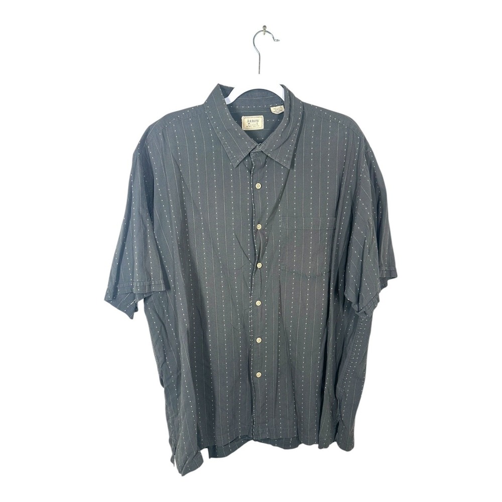 Arrow‎ Men's XXL Gray Patterned Button-Down Shirt | Classic Casual